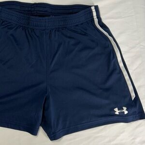 Under Armour Women's Dark Blue/White Shorts - Size Medium